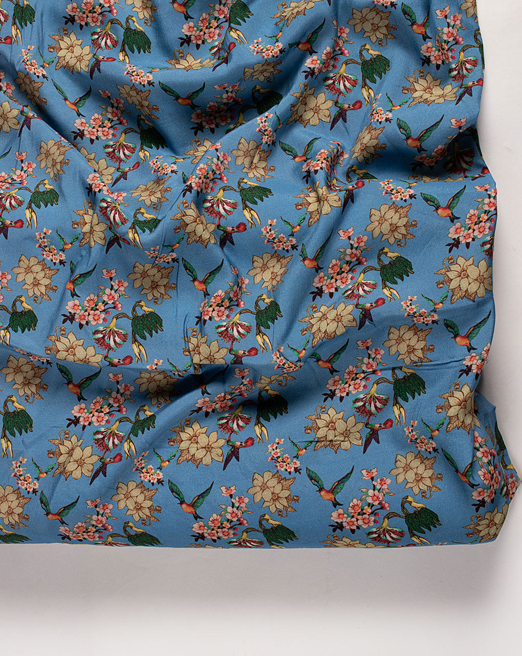 Blue Floral Digital Print Rayon Fabric