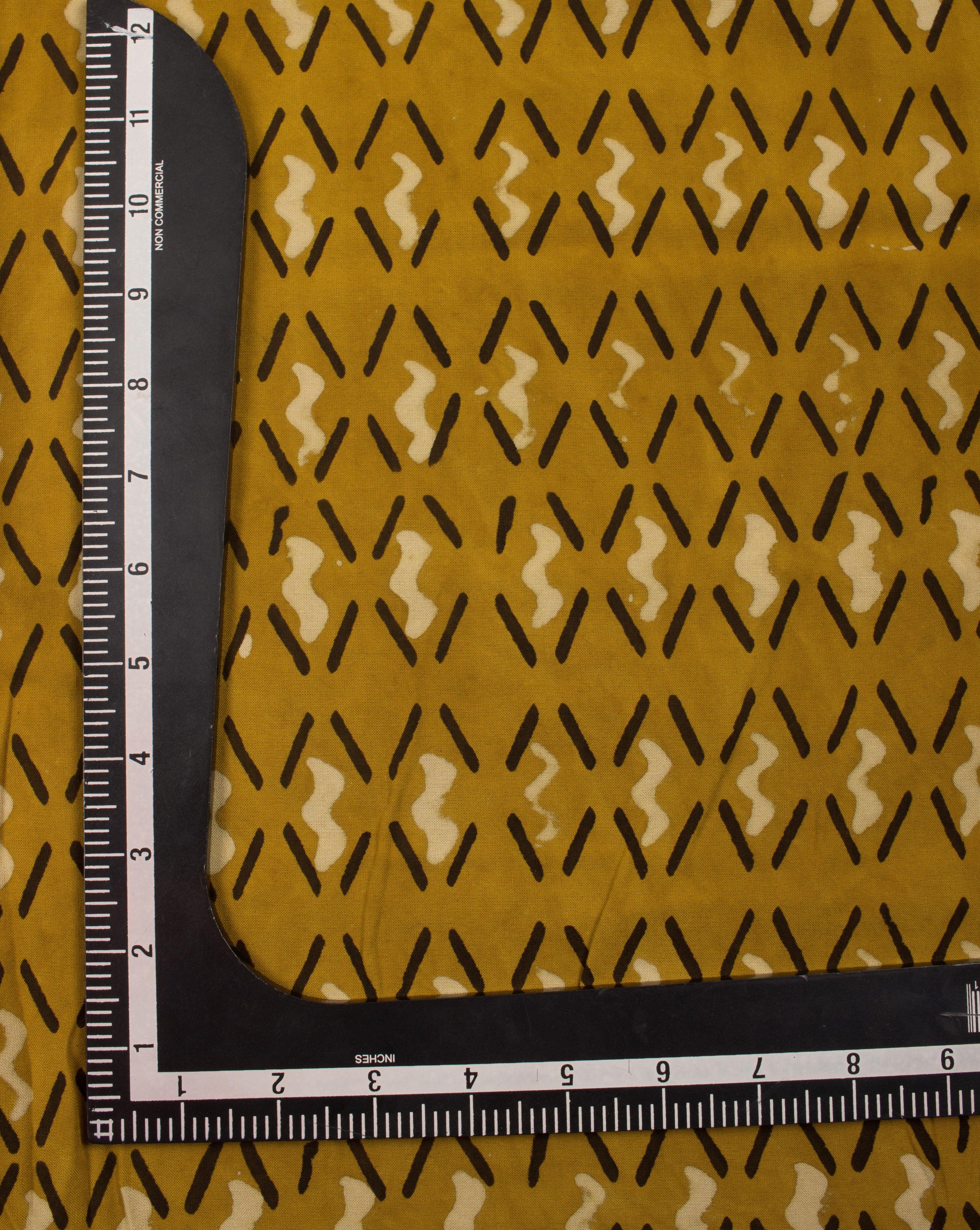 ( Pre-Cut 1 MTR ) Geometric Dobby Akola Hand Block Viscose Rayon Fabric - Fabriclore.com