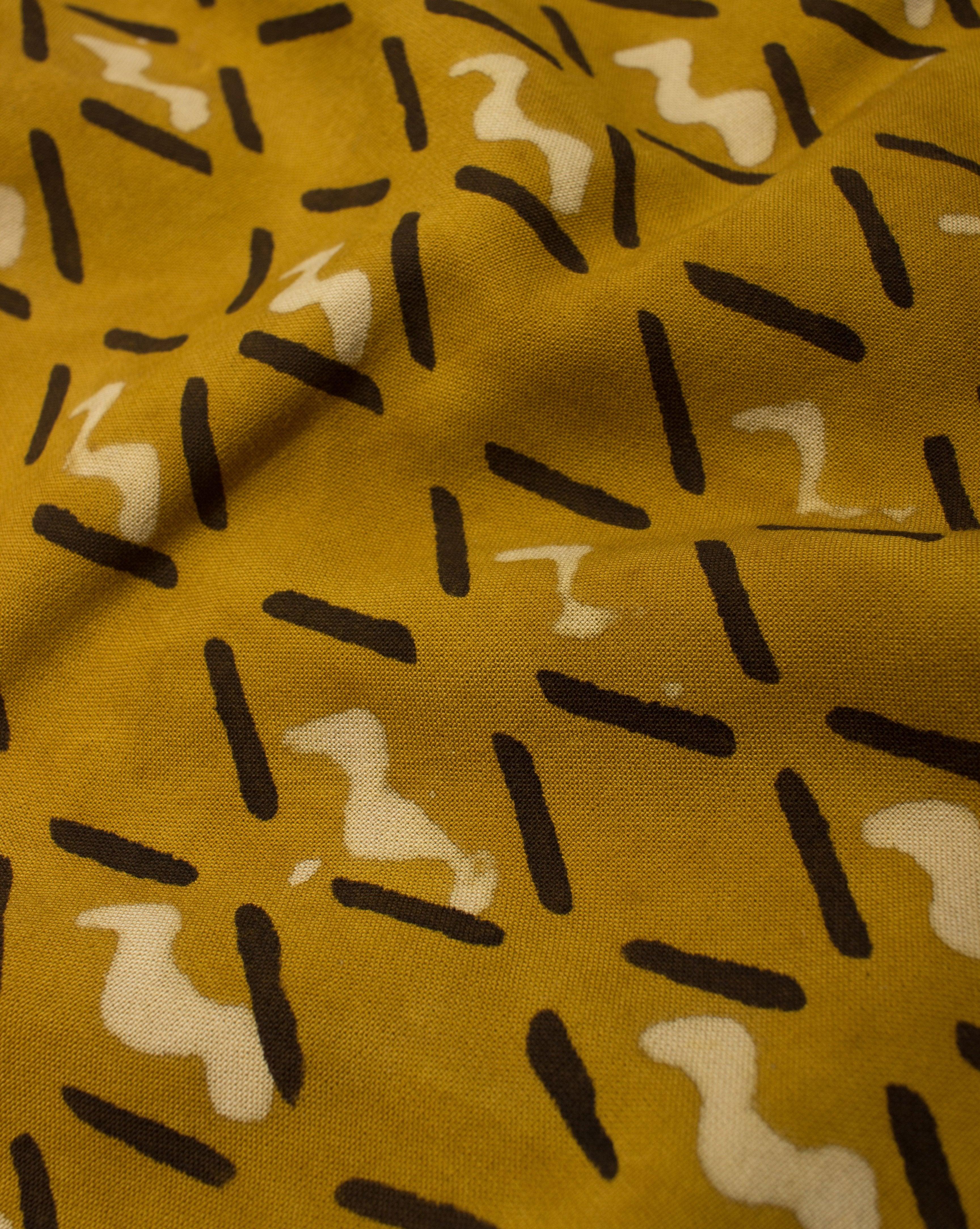 ( Pre-Cut 1 MTR ) Geometric Dobby Akola Hand Block Viscose Rayon Fabric - Fabriclore.com
