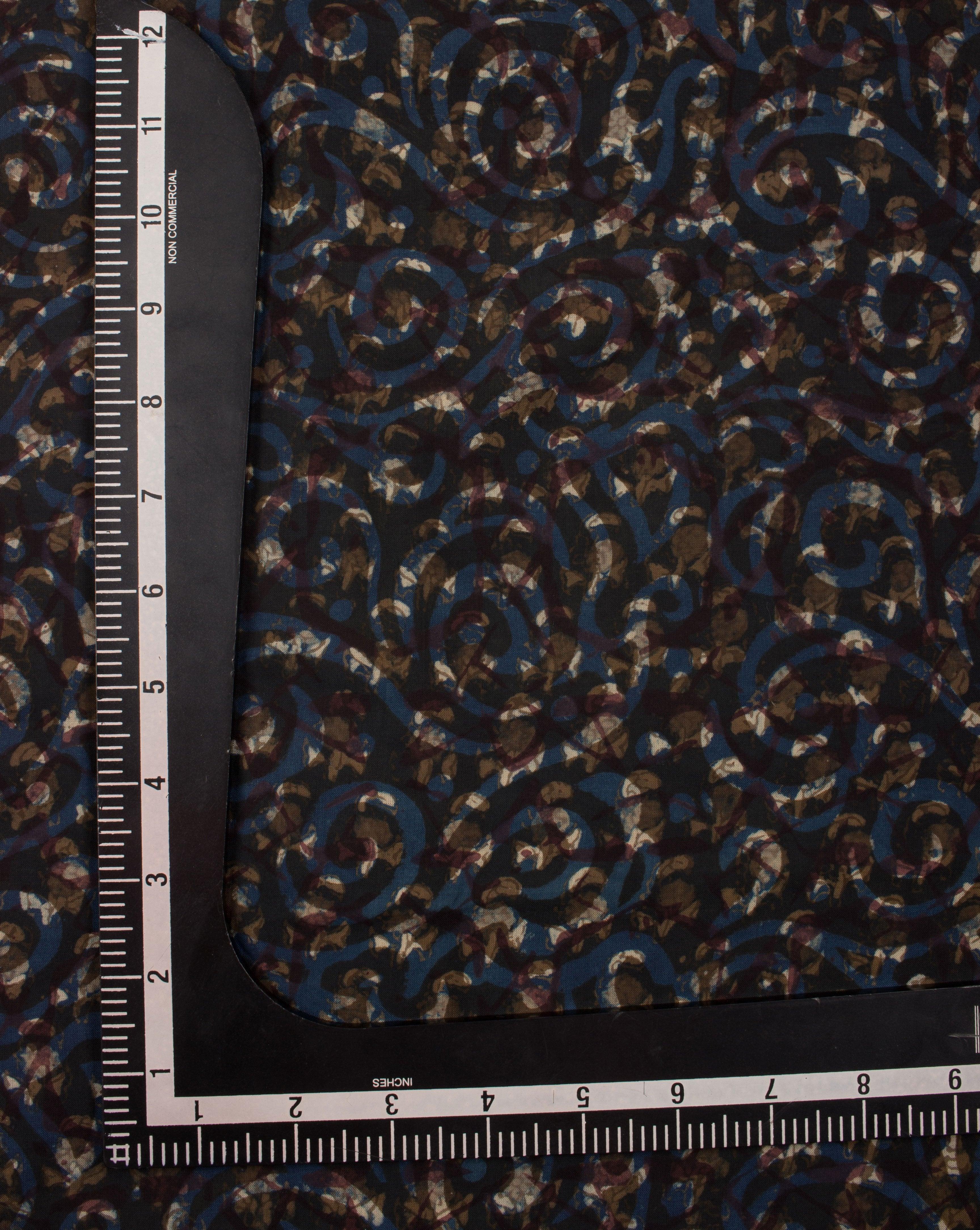 ( Pre-Cut 1.25 MTR ) Floral Indigo Hand Block Rayon Modal Fabric - Fabriclore.com