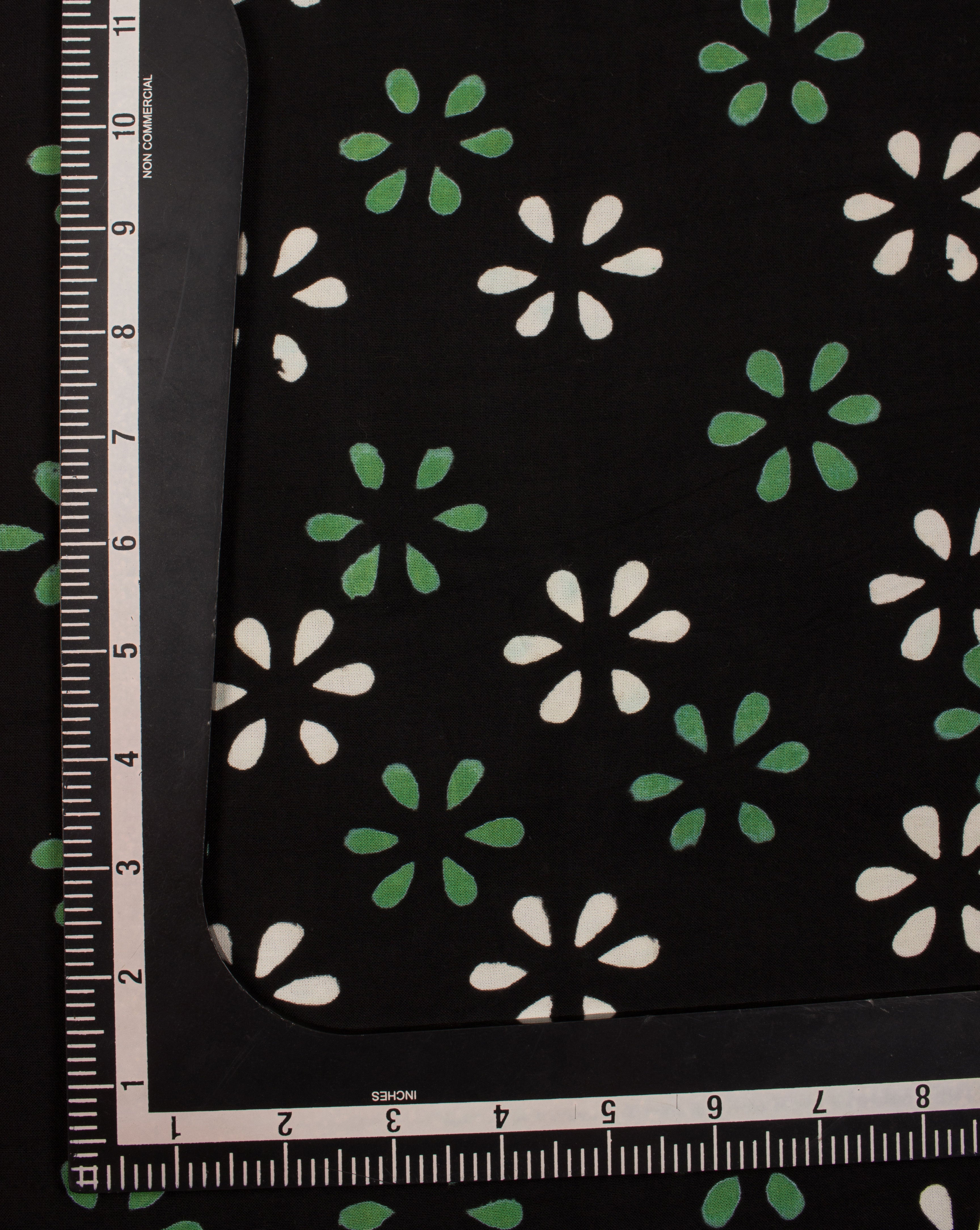 Floral Monochrome Hand Block Rayon Fabric ( Width 42 Inch ) - Fabriclore.com