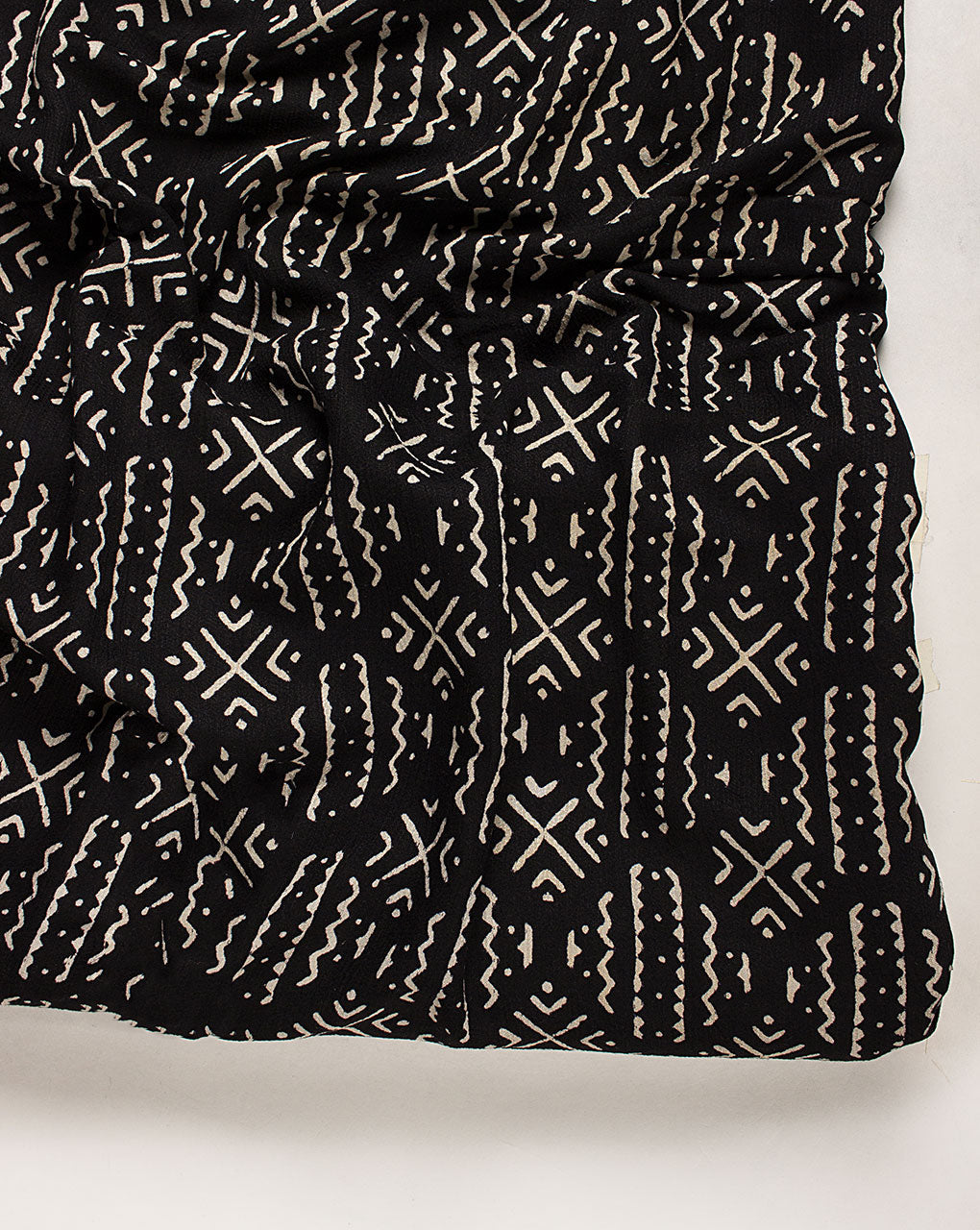 ( Pre Cut 1 MTR ) Monochrome Hand Block Rayon Dobby Fabric