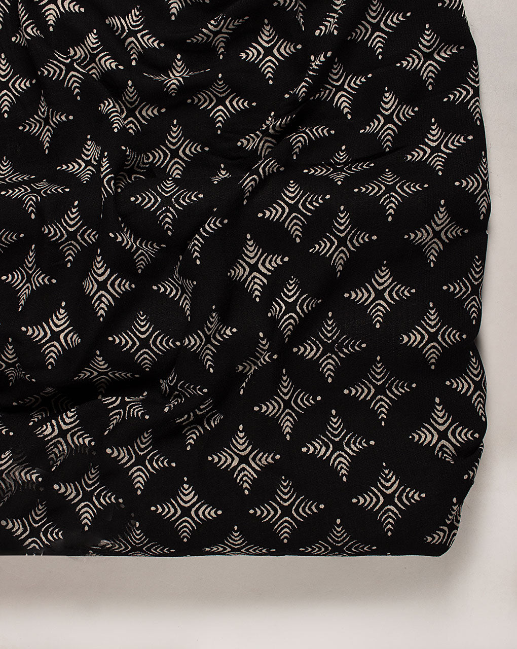 ( Pre Cut 70 CM ) Monochrome Hand Block Rayon Dobby Fabric