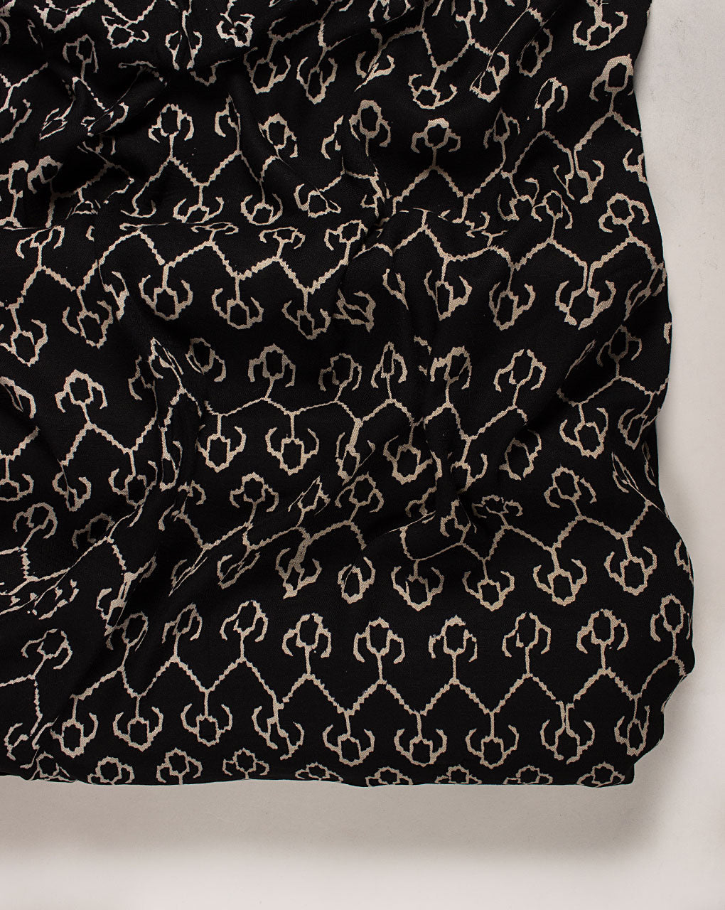 ( Pre Cut 90 CM ) Monochrome Hand Block Rayon Dobby Fabric