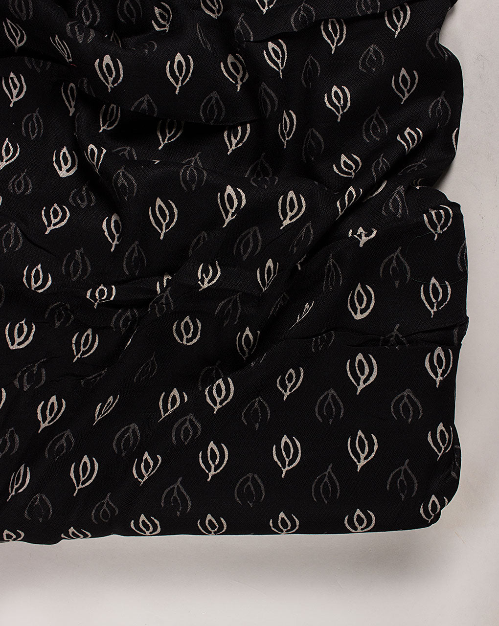 ( Pre Cut 80 CM ) Monochrome Hand Block Rayon Dobby Fabric