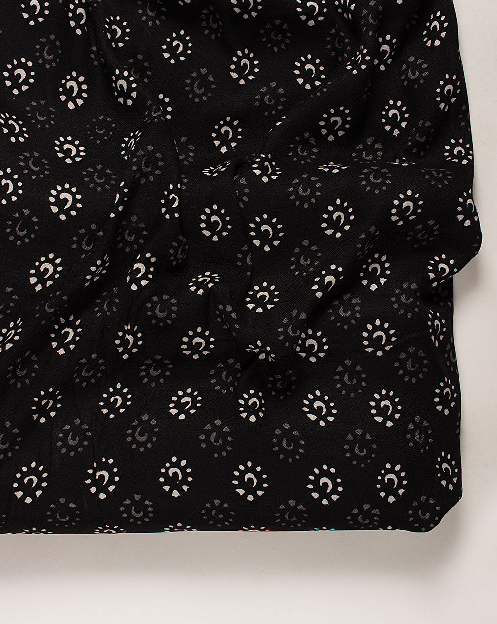 Monochrome Hand Block Rayon Dobby Fabric