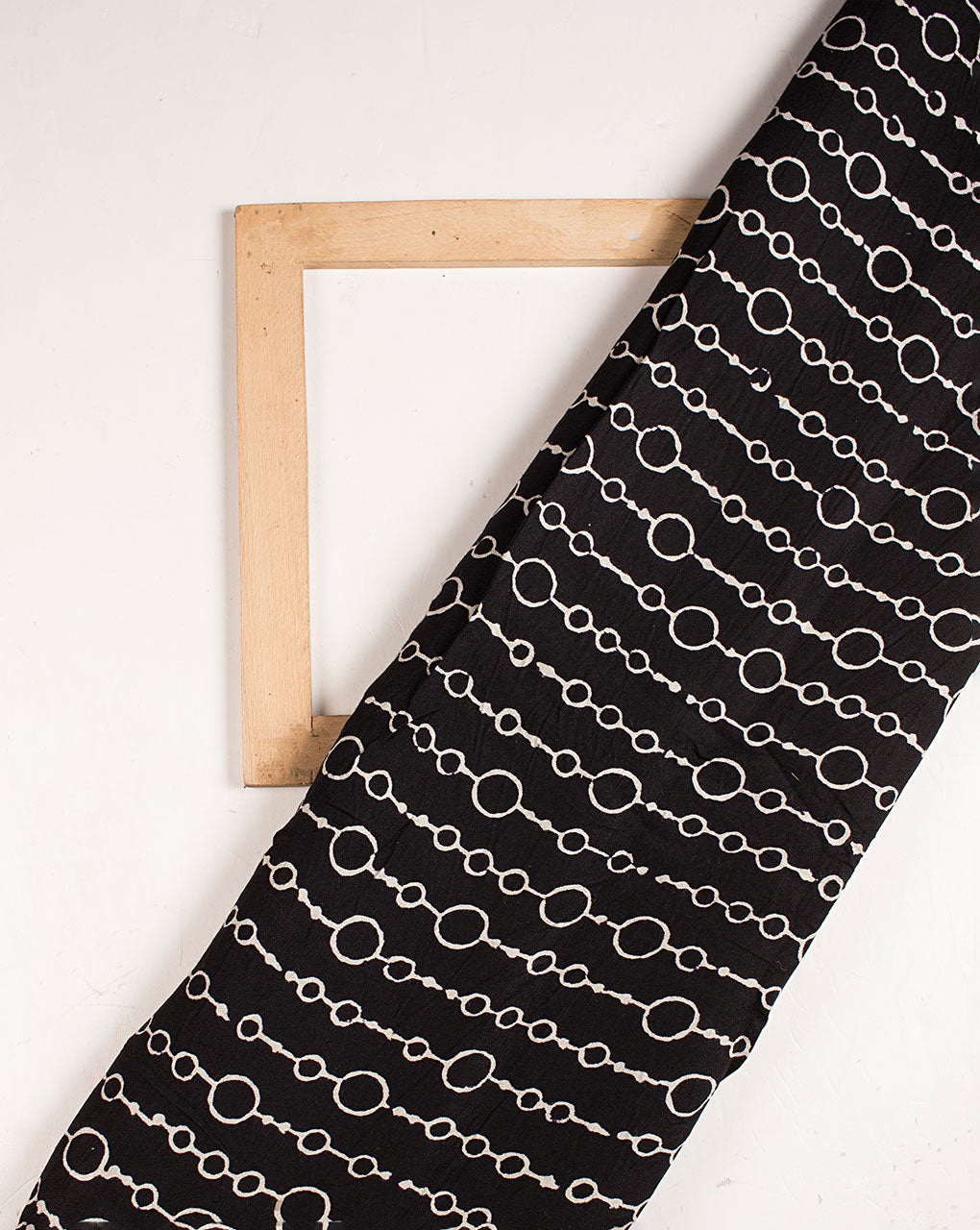 Monochrome Hand Block Rayon Dobby Fabric - Fabriclore.com