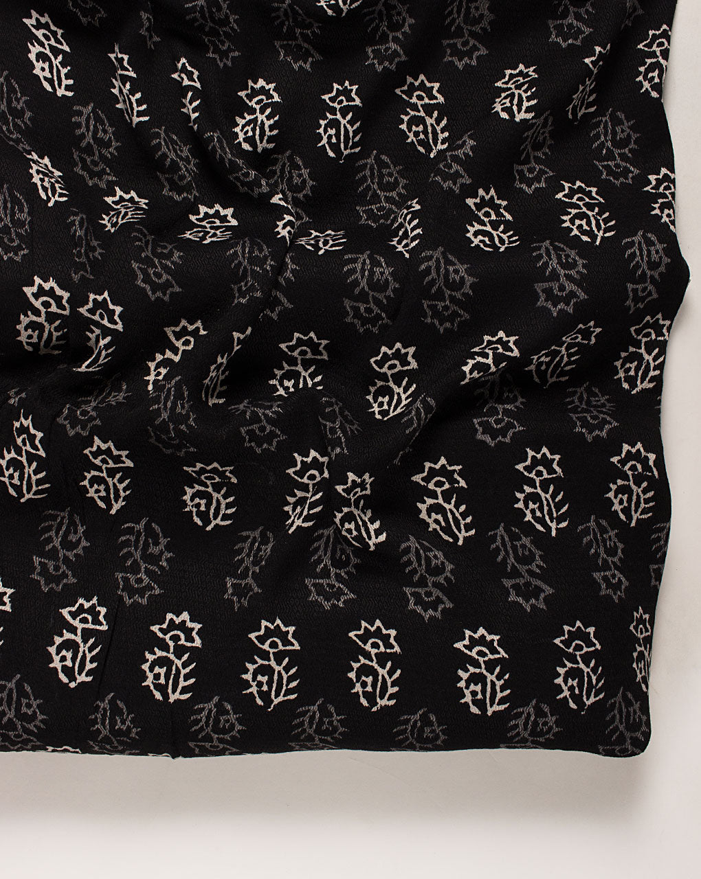 ( Pre Cut 90 CM ) Monochrome Hand Block Rayon Dobby Fabric