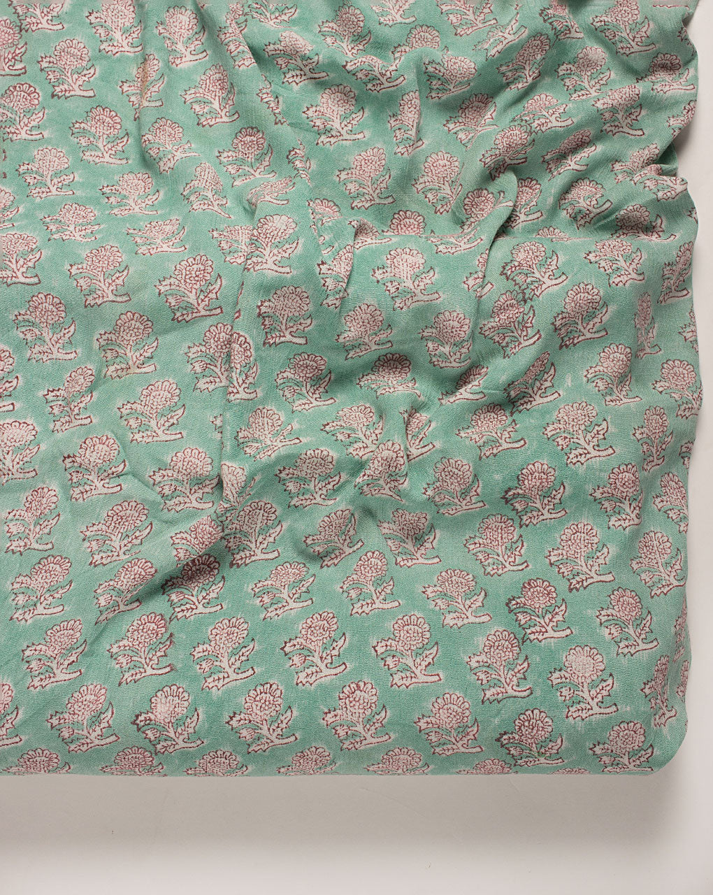 ( Pre Cut 1.25 MTR ) Rapid Hand Block Rayon Crepe Fabric