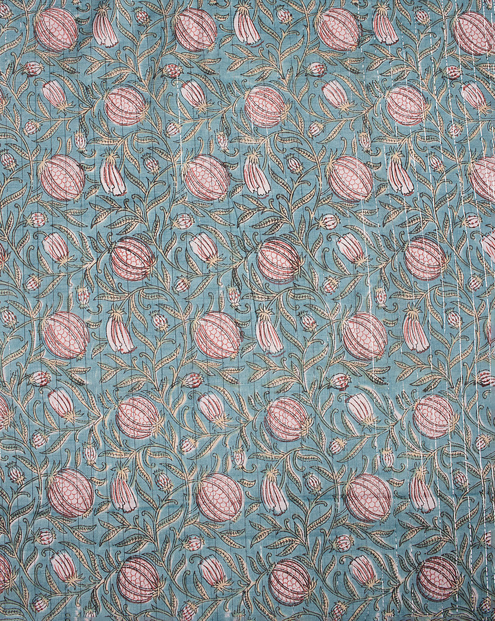 Hand Block Lurex Slub Rayon Fabric