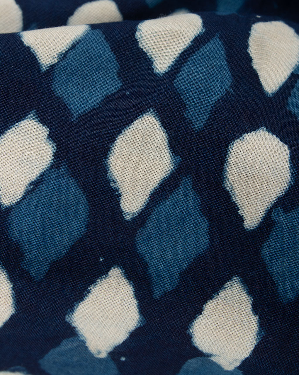 Geometric Pattern Indigo Hand Block Rayon Fabric - Fabriclore.com