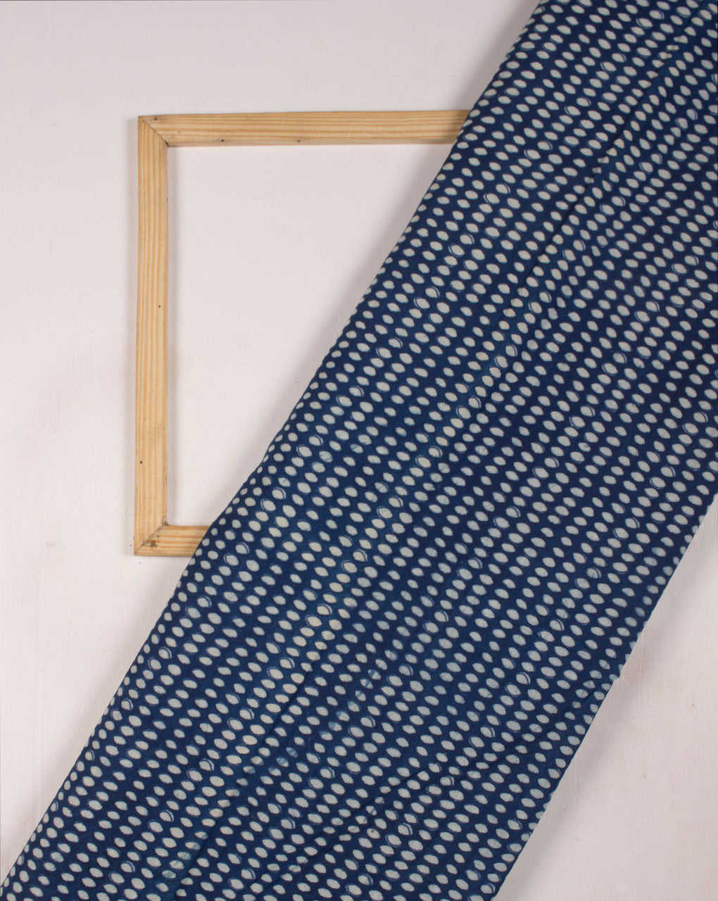 Blue White Geometric Pattern Indigo Screen Print Rayon Modal Fabric - Fabriclore.com