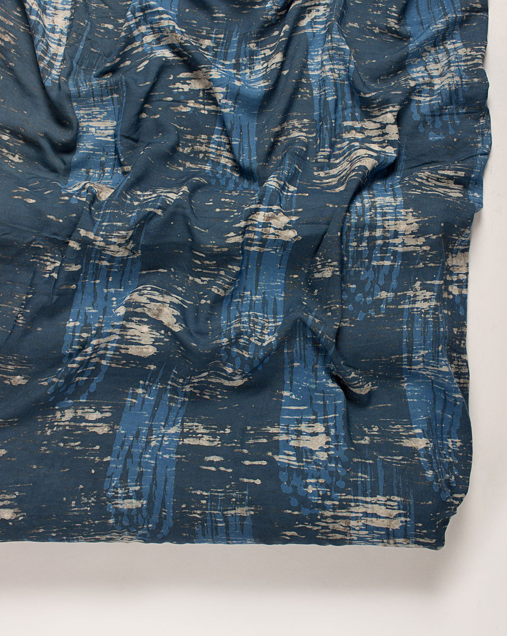 Indigo Hand Block Rayon Modal Fabric