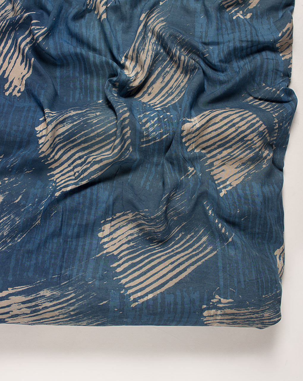 ( Pre Cut 1.25 MTR ) Indigo Hand Block Rayon Modal Fabric