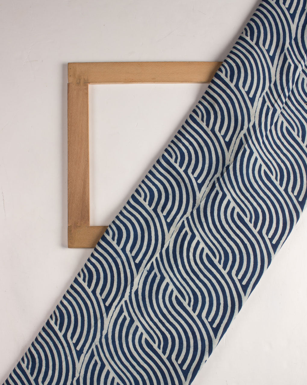 Indigo Hand Block Rayon Fabric ( Width 42 Inch ) - Fabriclore.com