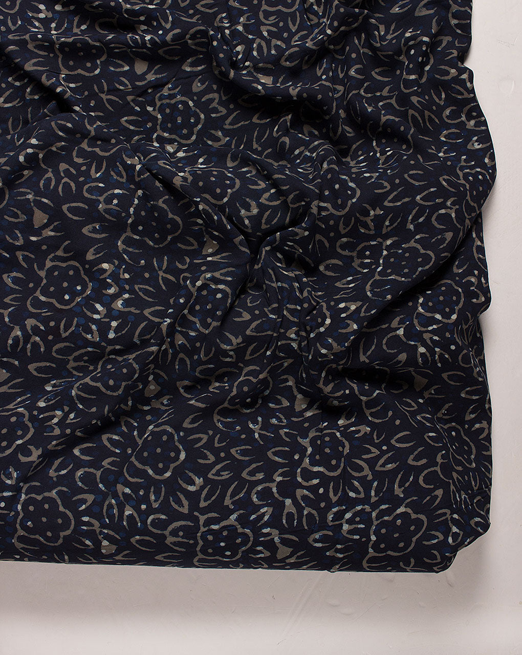 ( Pre Cut 1.25 MTR ) Indigo Hand Block Rayon Fabric