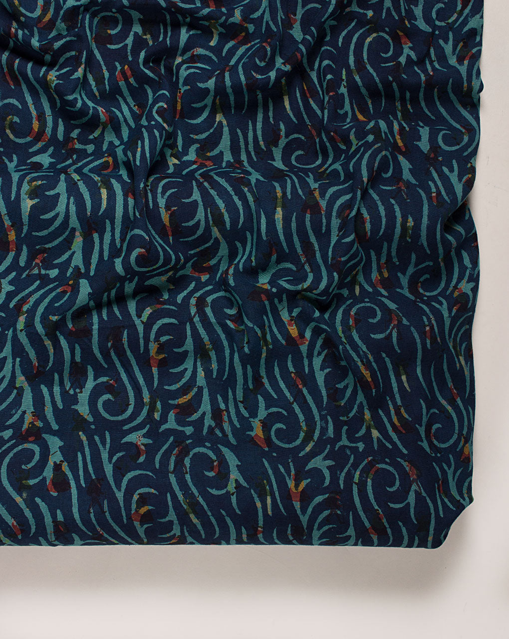( Pre Cut 1.25 MTR ) Indigo Hand Block Flex Rayon Fabric
