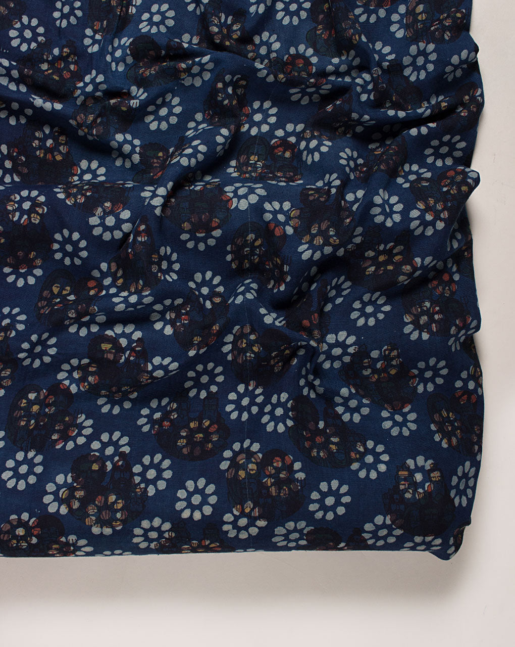 ( Pre Cut 1.5 MTR ) Indigo Hand Block Flex Rayon Fabric