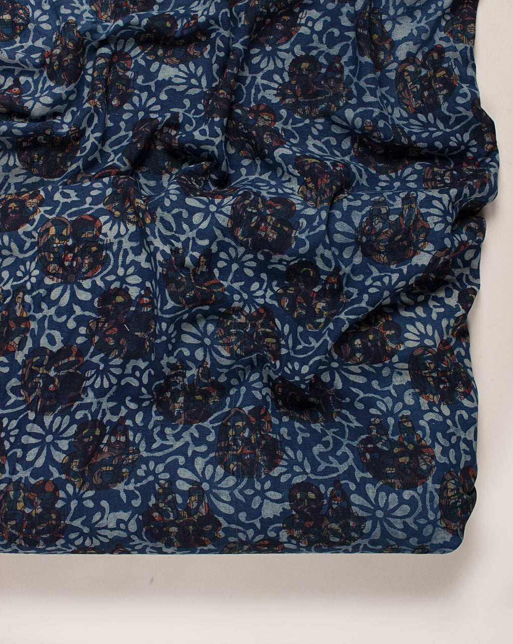 Indigo Hand Block Flex Rayon Fabric
