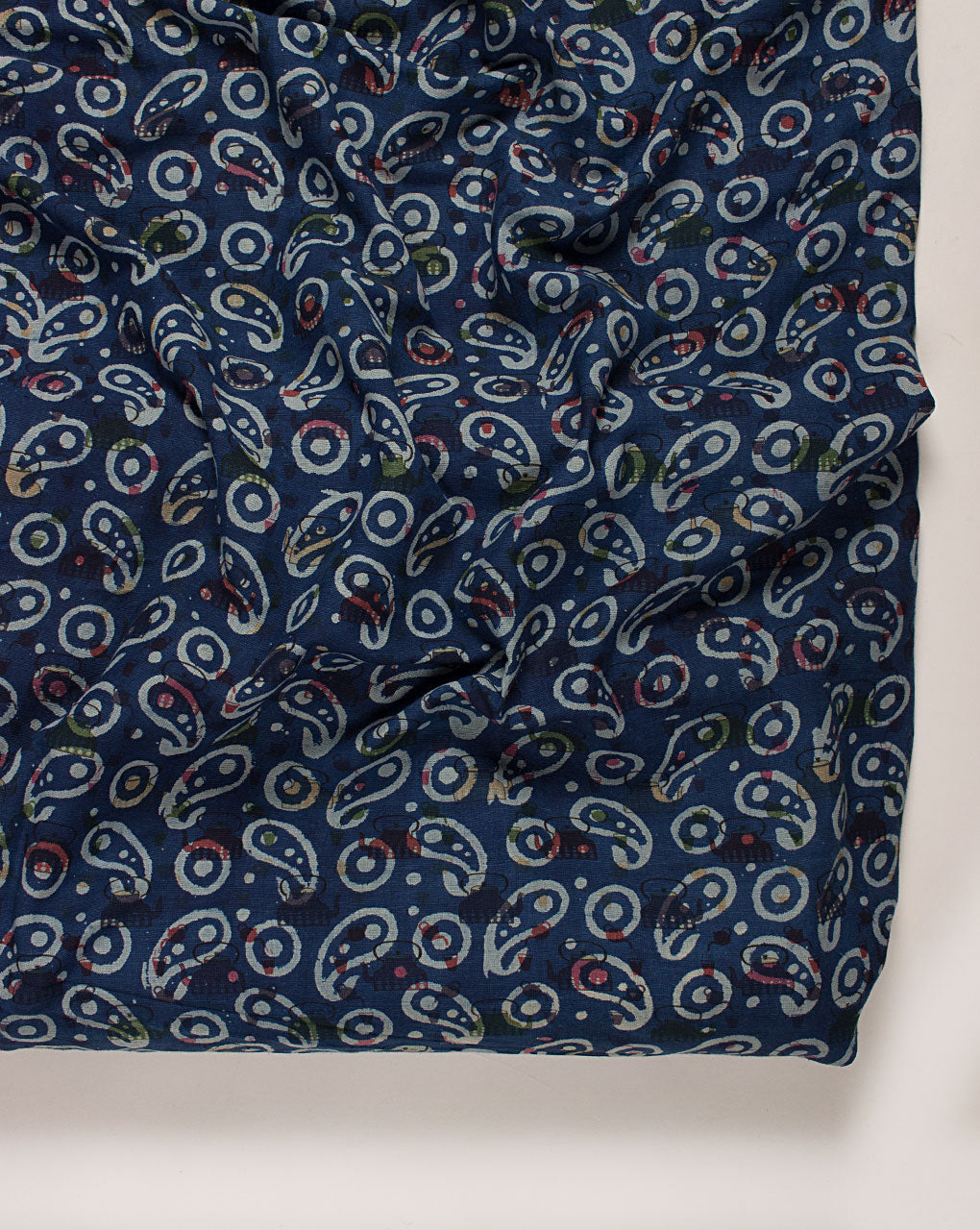 ( Pre Cut 1.25 MTR ) Indigo Hand Block Flex Rayon Fabric