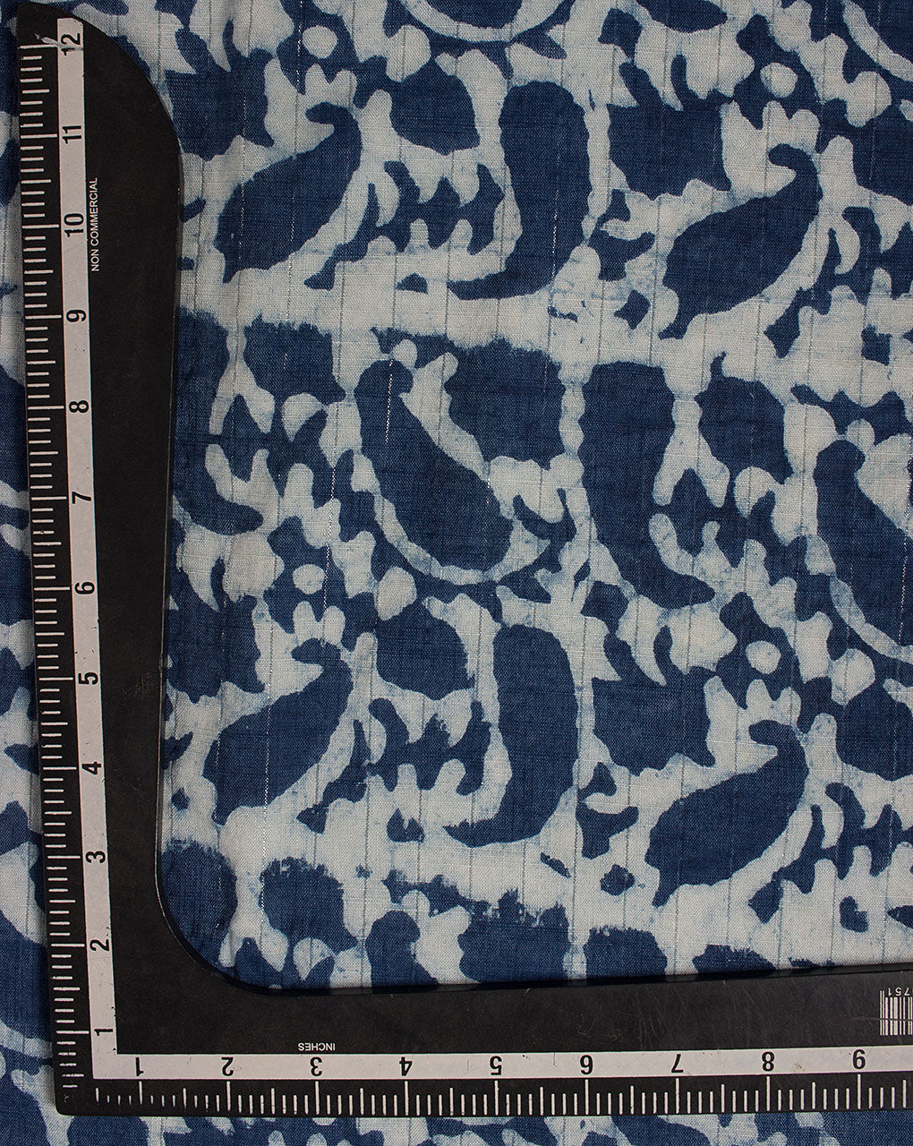 Indigo Hand Block Lurex Rayon Fabric