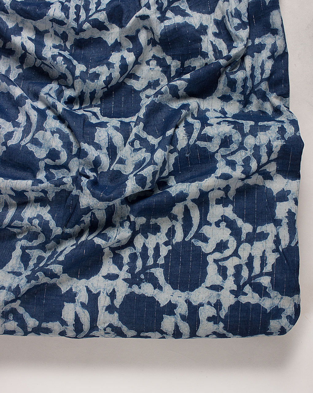 ( Pre Cut 1 MTR ) Indigo Hand Block Lurex Rayon Fabric