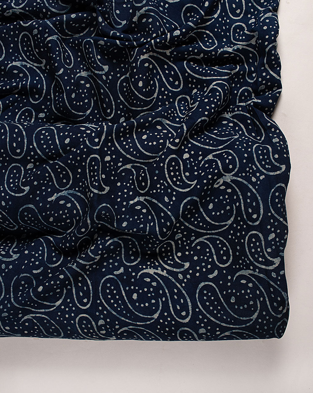 Indigo Hand Block Twill Rayon Fabric