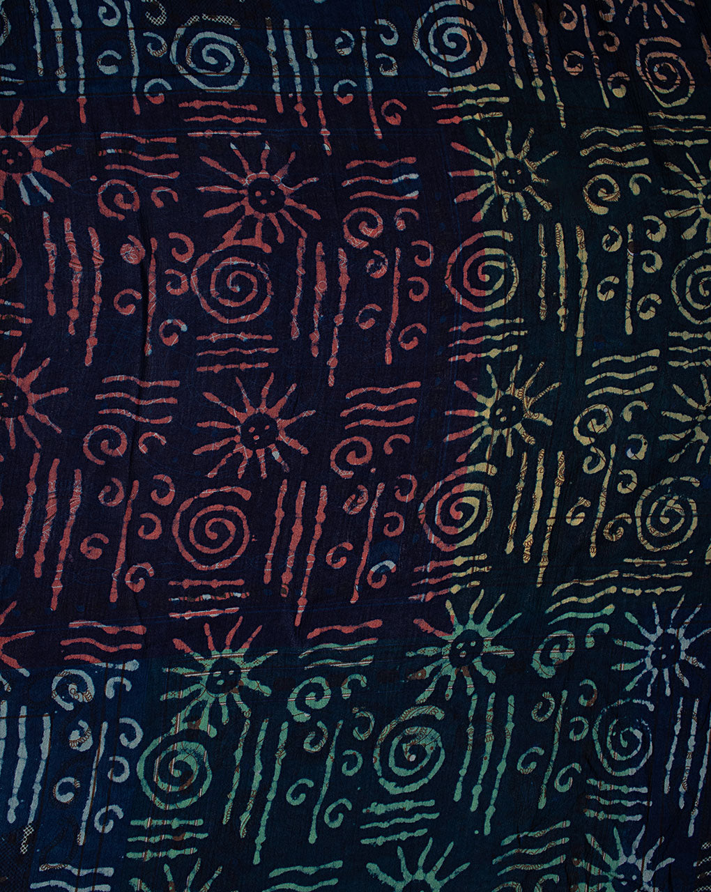 ( Pre Cut 80 CM ) Indigo Hand Block Rayon Crepe Fabric