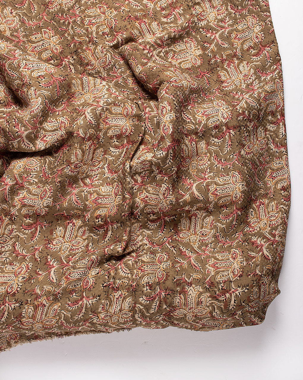 Kalamkari Hand Block Dobby Rayon Fabric - Fabriclore.com