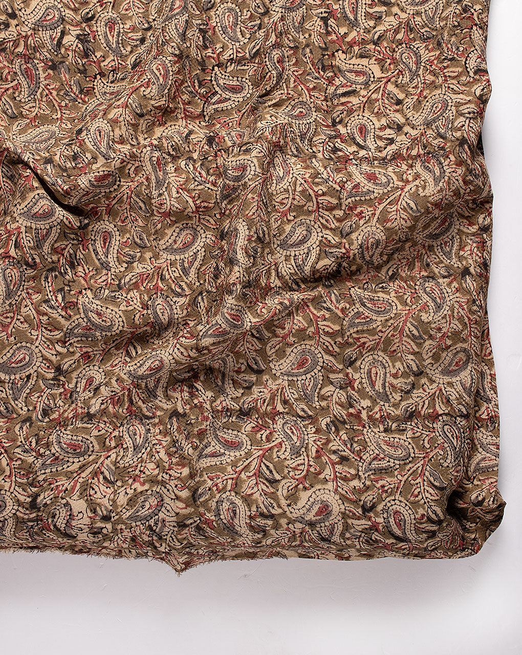 Kalamkari Hand Block Dobby Rayon Fabric - Fabriclore.com