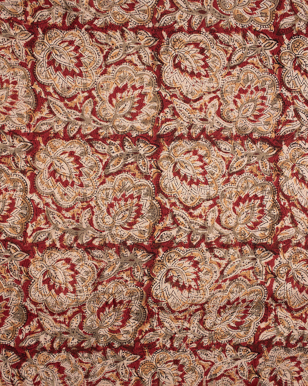 Kalamkari Hand Block Dobby Rayon Fabric - Fabriclore.com