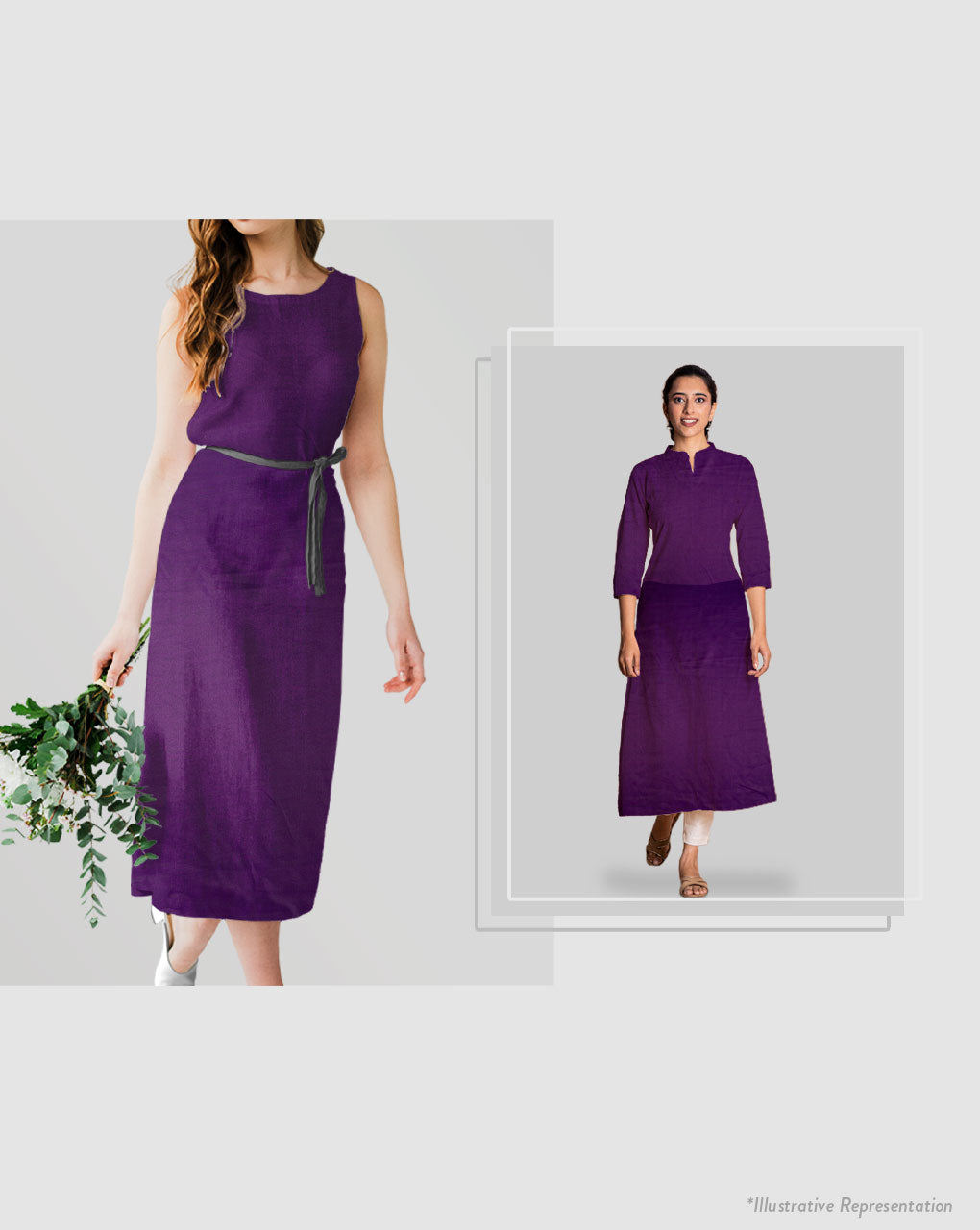 ( Pre Cut 50 CM ) Purple Plain Art Silk Fabric