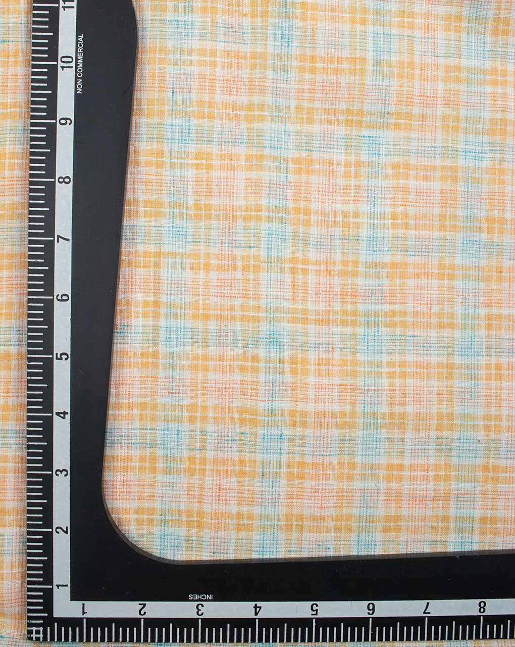 Yellow Off-White Checks Woven Rayon Fabric - Fabriclore.com