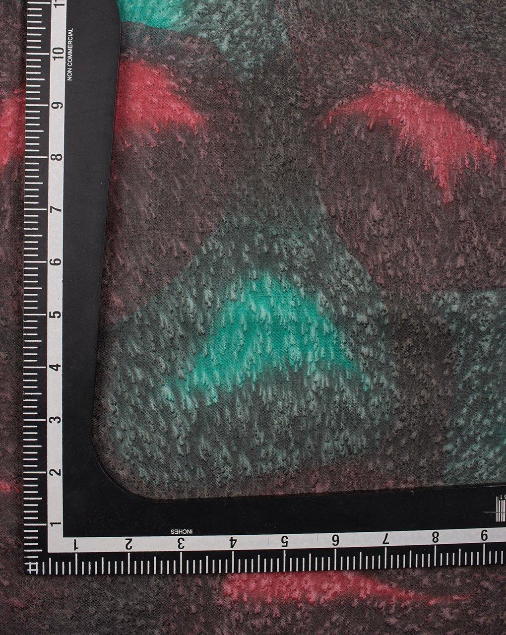 ( Pre-Cut 1.75 MTR ) Brown Green Tie Dye Pattern Screen Print Rayon Fabric - Fabriclore.com