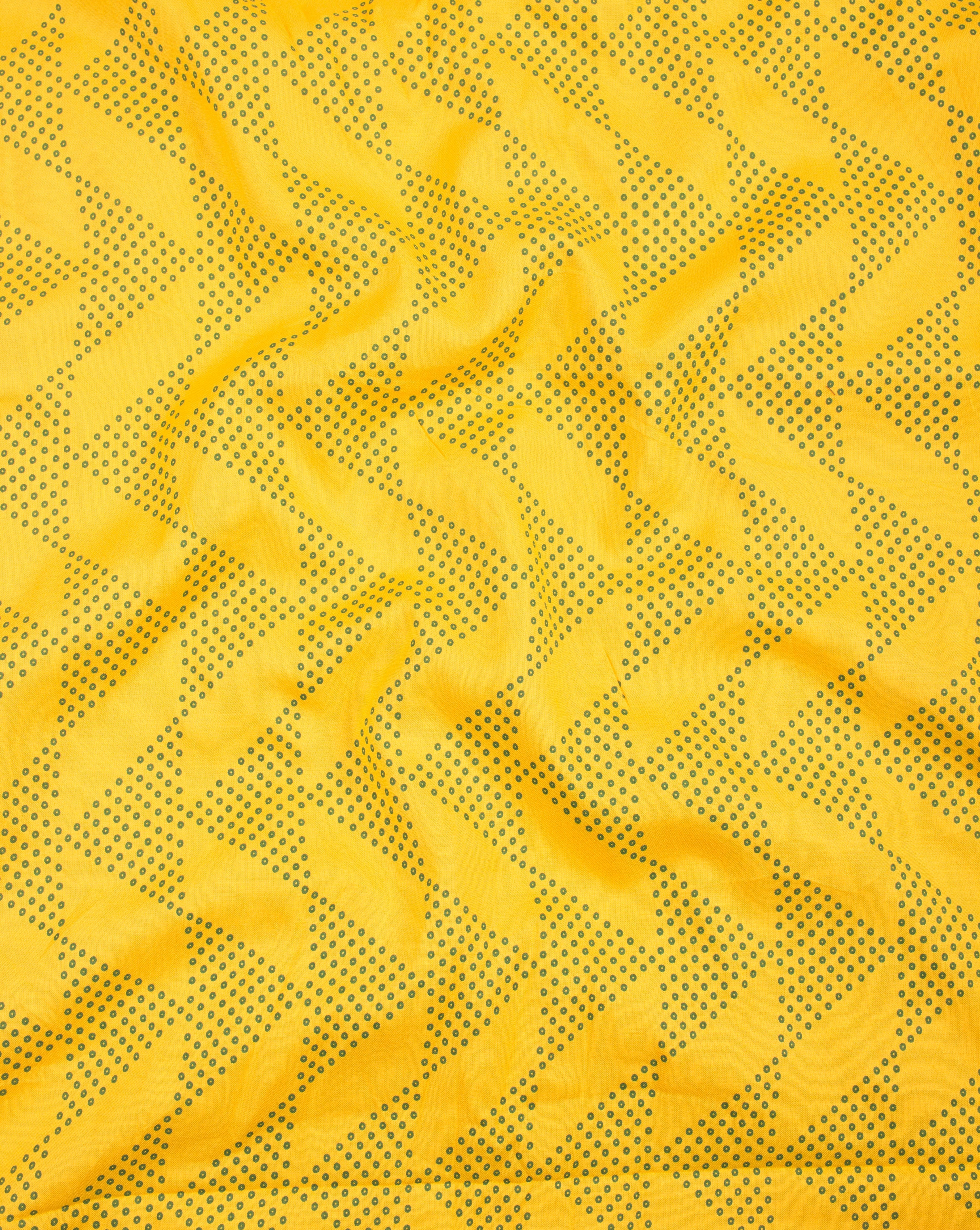 Yellow Green Geometric Screen Print Rayon Fabric - Fabriclore.com
