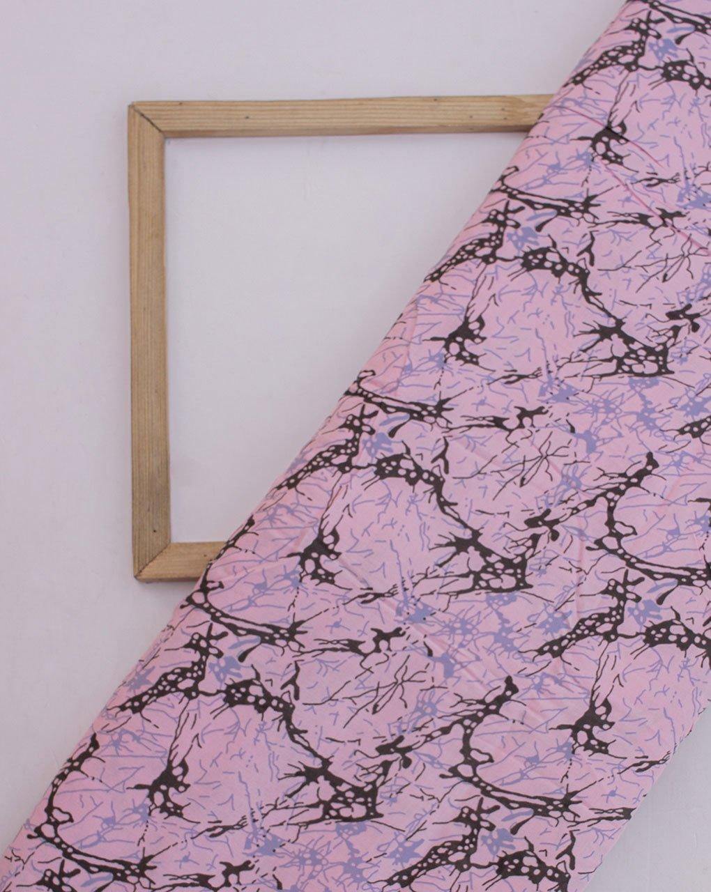( Pre-Cut 1 MTR ) Pink Brown Abstract Photochromic Print Rayon Fabric - Fabriclore.com