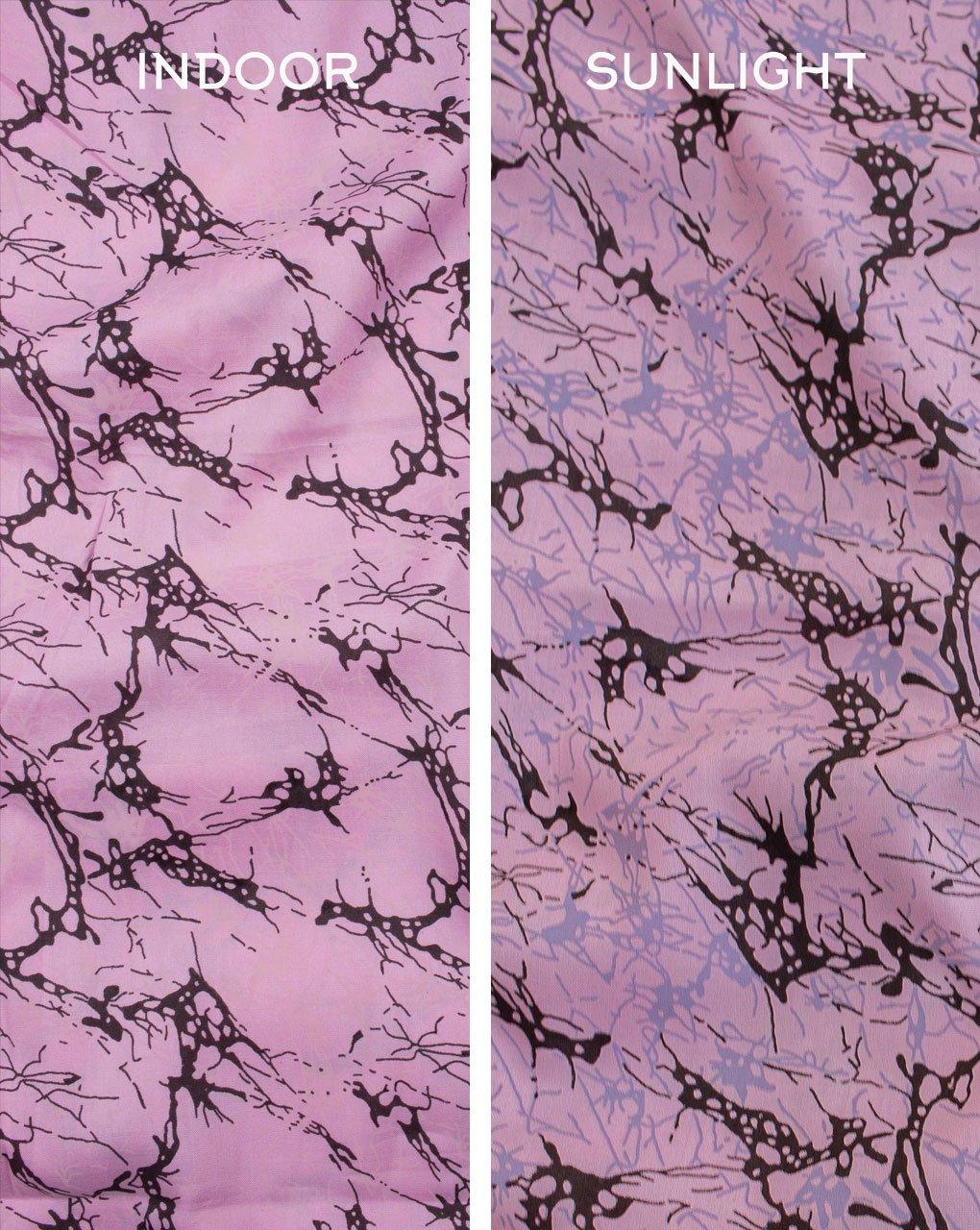( Pre-Cut 1 MTR ) Pink Brown Abstract Photochromic Print Rayon Fabric - Fabriclore.com