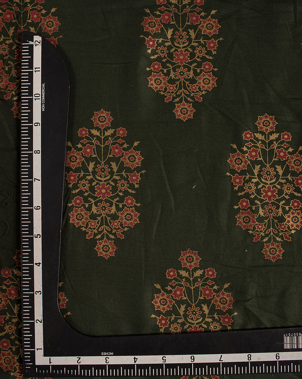 ( Pre Cut 80 CM ) Mughal Floral Screen Print Rayon Fabric
