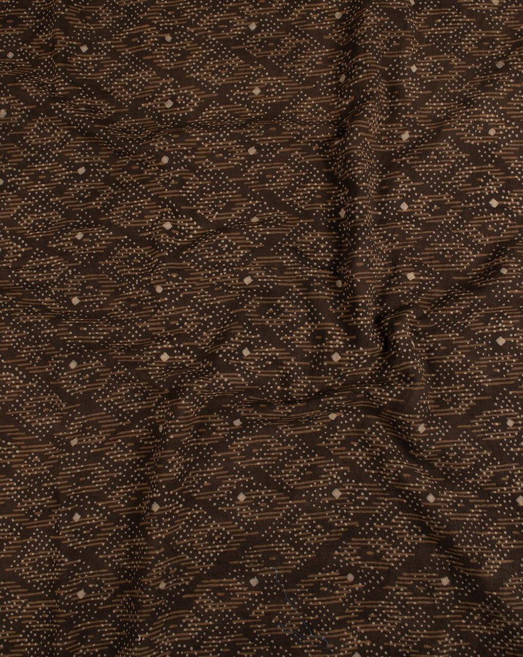 ( Pre-Cut 1.25 MTR ) Geometric Akola Hand Block Slub Cotton Fabric - Fabriclore.com
