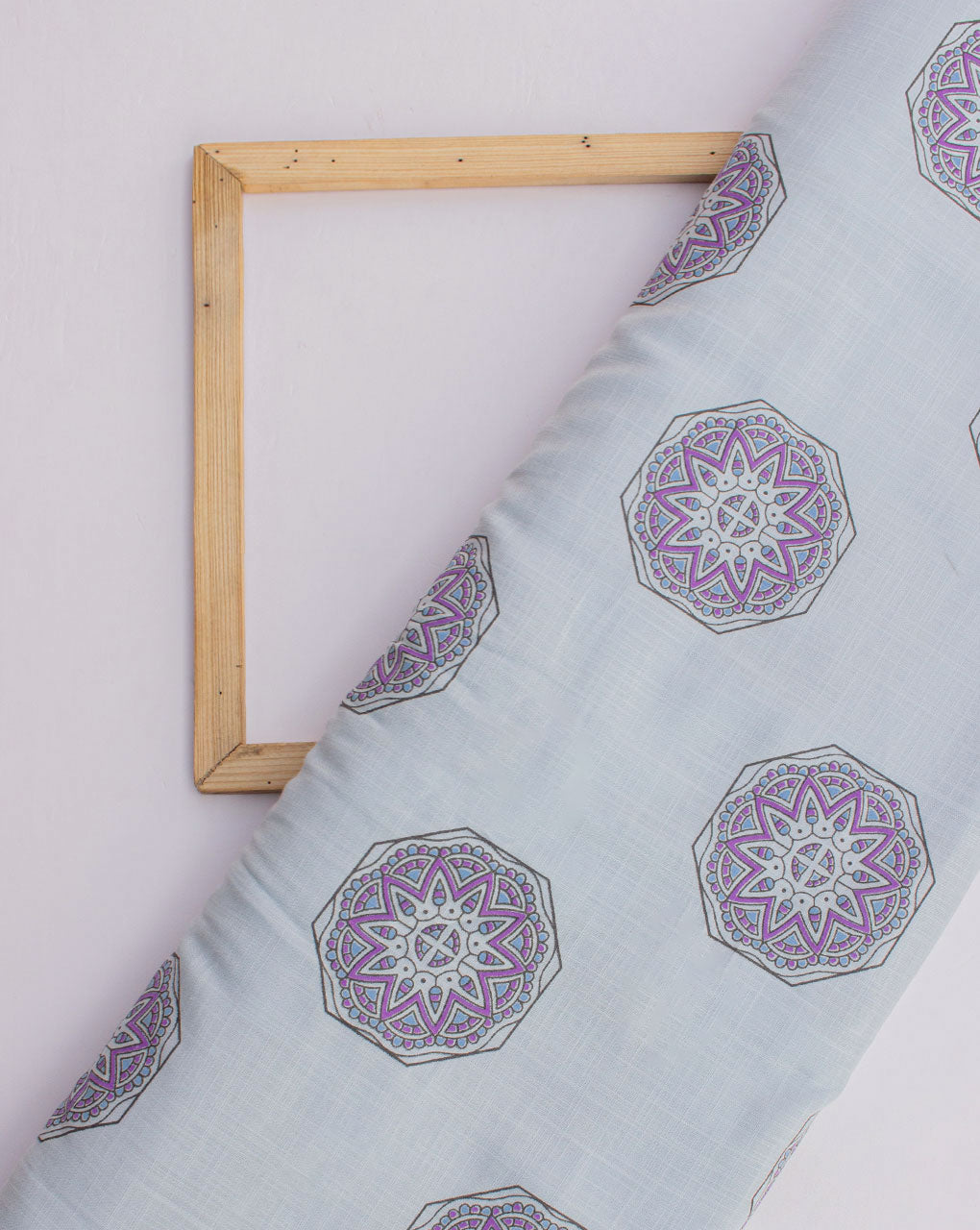 Blue Grey Geometric Pattern Photochromic Print Slub Rayon Fabric - Fabriclore.com