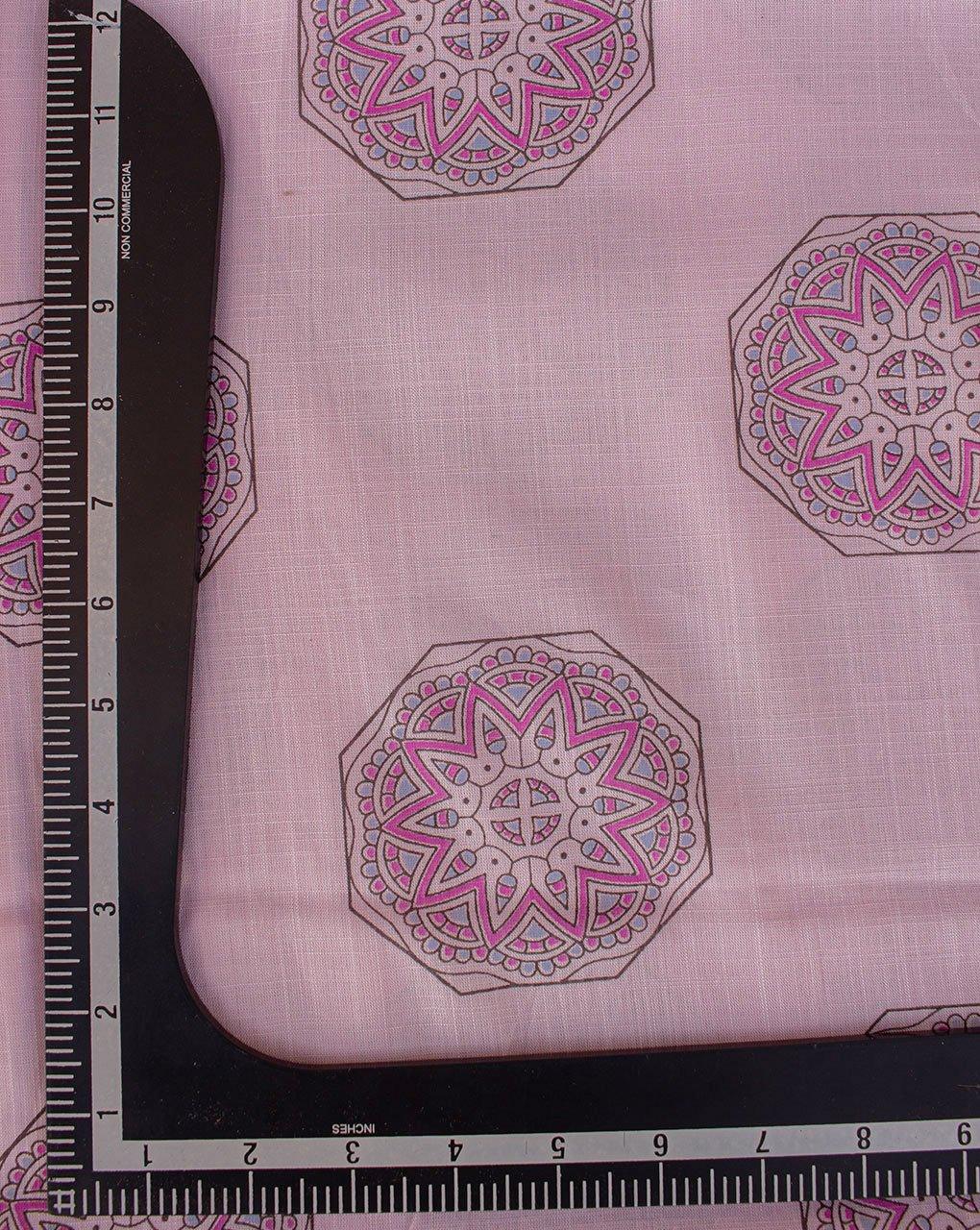 ( Pre-Cut 1.25 MTR ) Pink Black Geometric Pattern Photochromic Print Rayon Fabric - Fabriclore.com