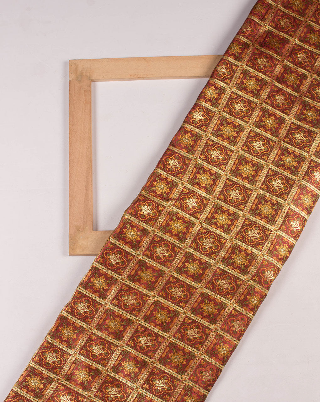 Jamawar Weave Woven Satin Banarasi Fabric - Fabriclore.com