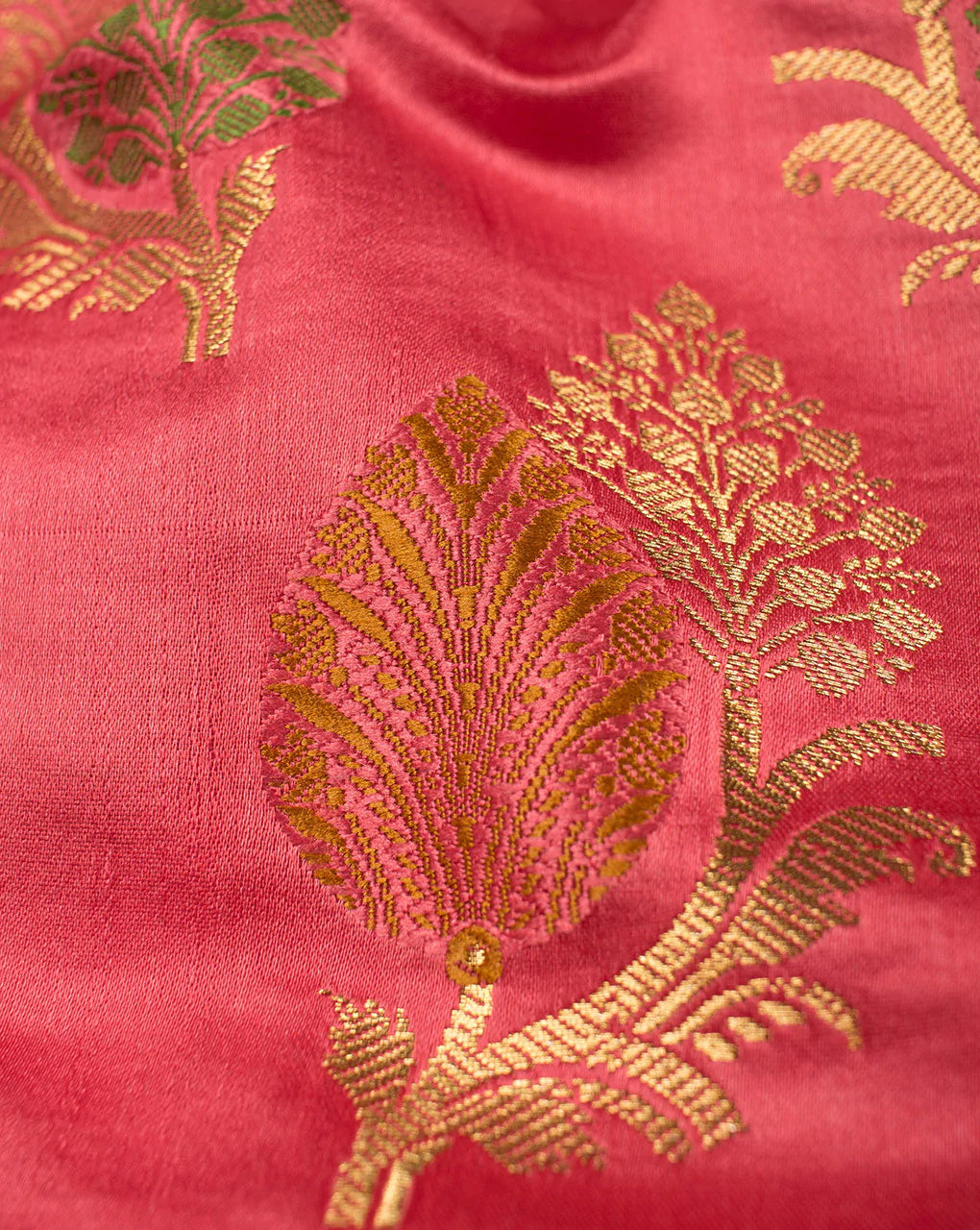 Woven Zari Jacquard Banarasi Satin Fabric - Fabriclore.com
