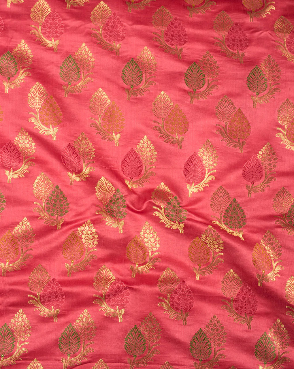 Woven Zari Jacquard Banarasi Satin Fabric - Fabriclore.com