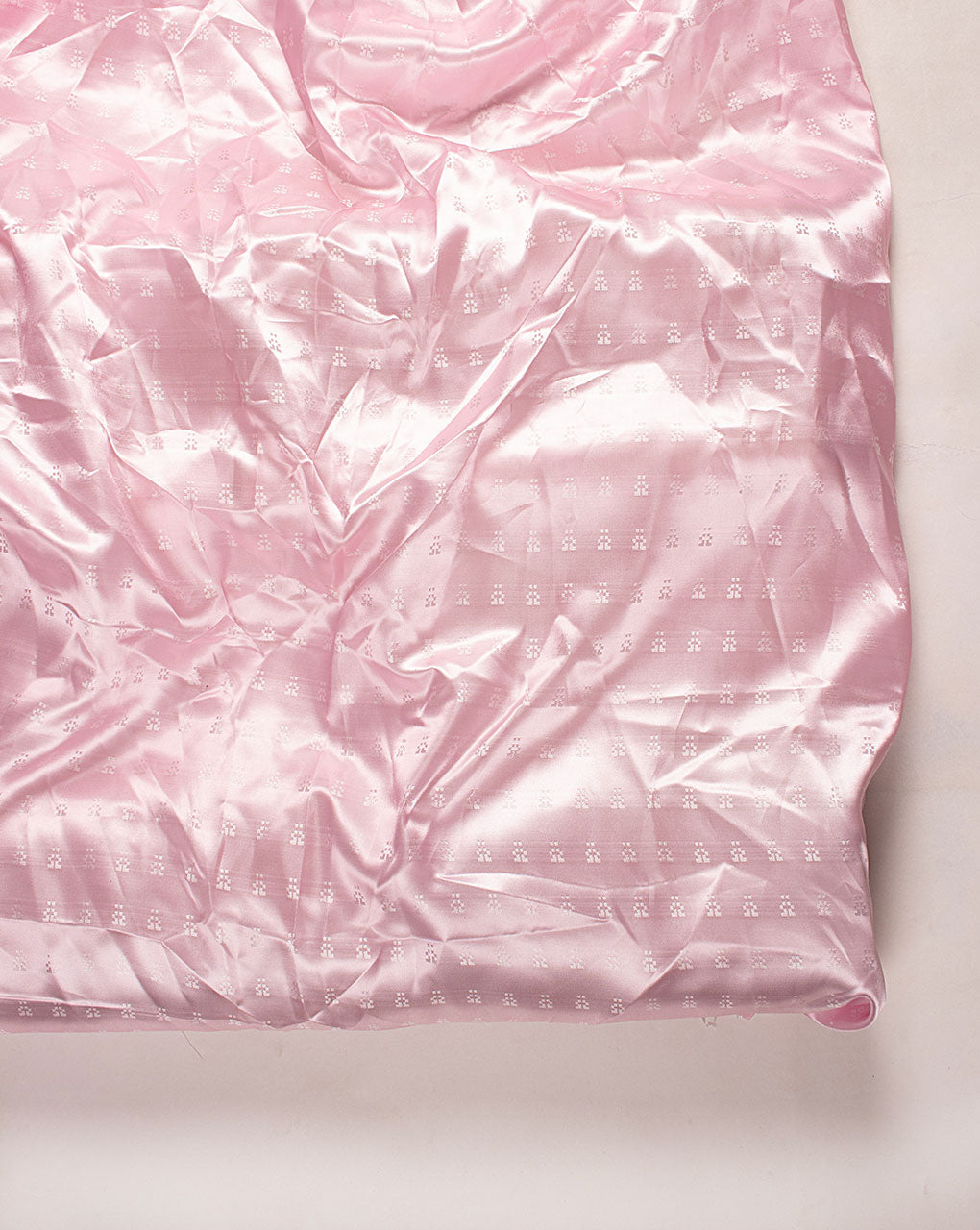 ( Pre Cut 1 MTR ) Pink Plain Poly Dobby Satin Fabric