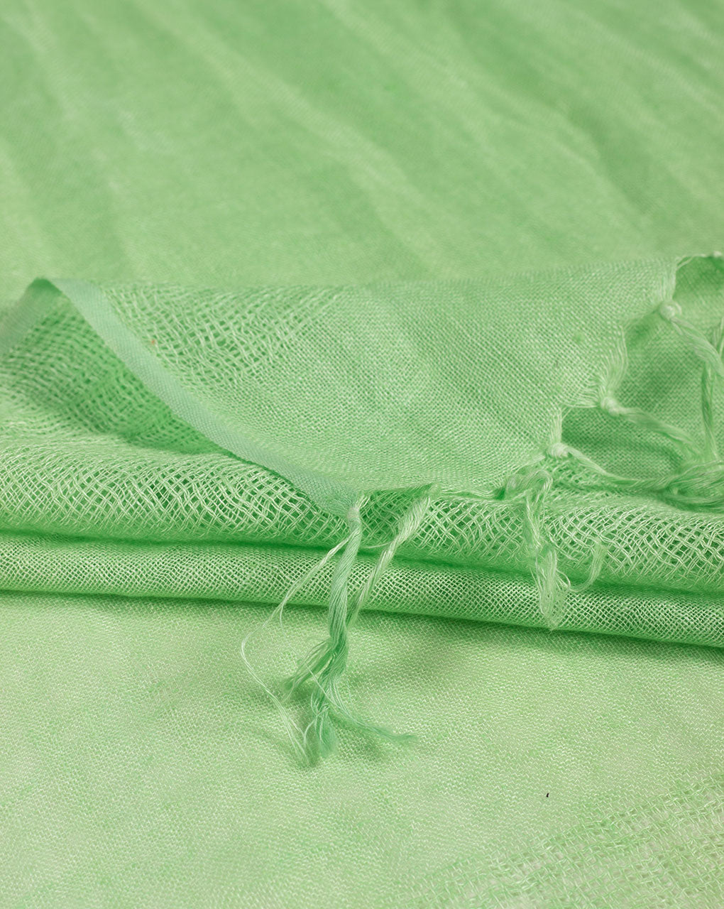 Green Plain Woven Bhagalpuri Linen Stole - Fabriclore.com