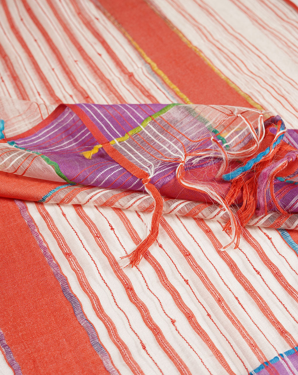 Stripes Woven Bhagalpuri Tussar Silk Stole - Fabriclore.com