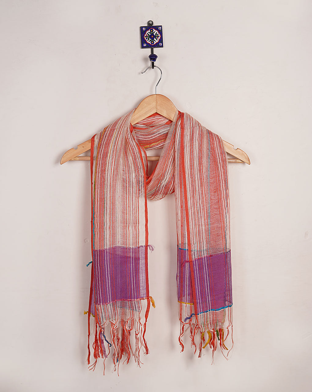 Stripes Woven Bhagalpuri Tussar Silk Stole - Fabriclore.com