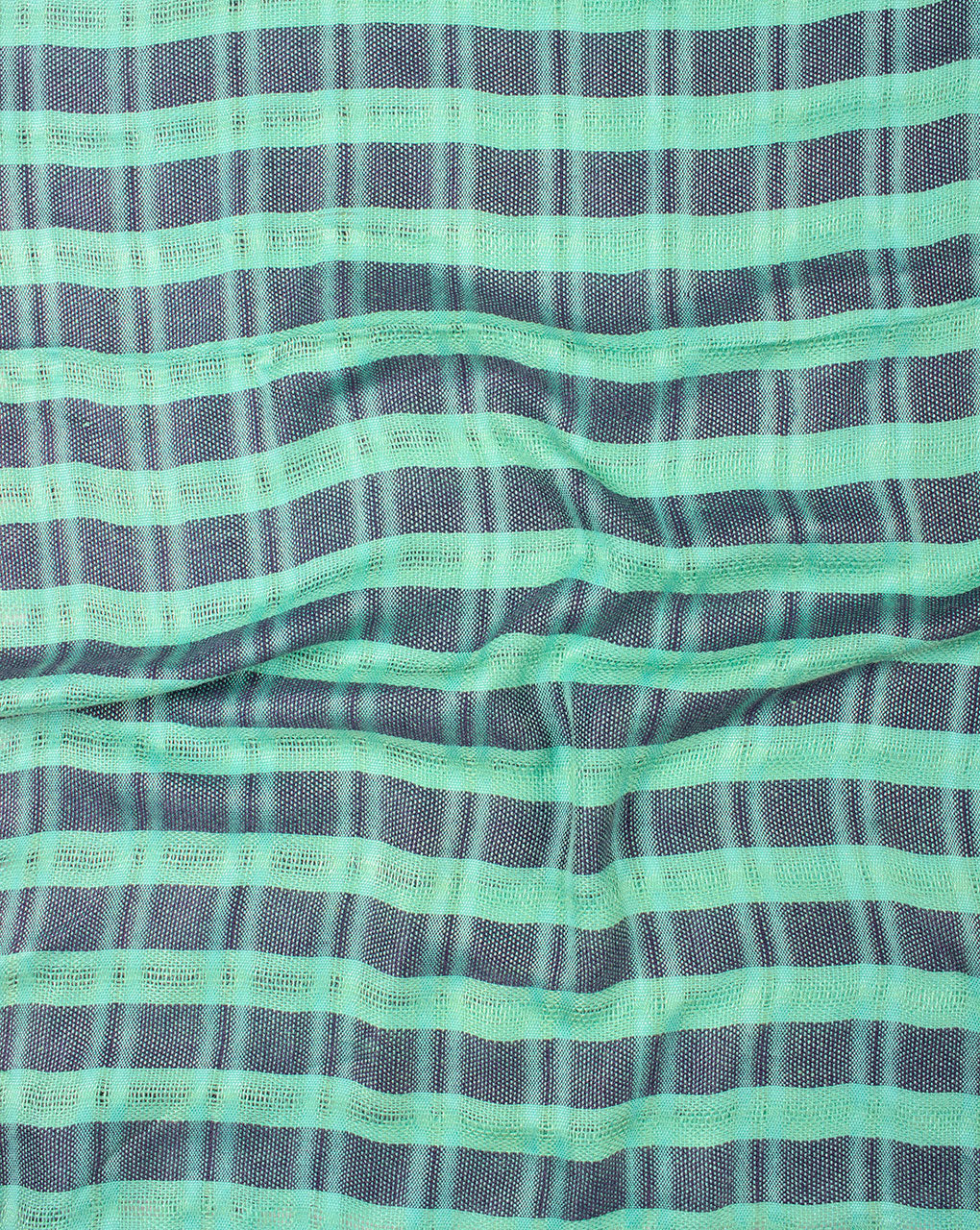 Sea Green Blue Stripes Woven Bhagalpuri Viscose Stole - Fabriclore.com