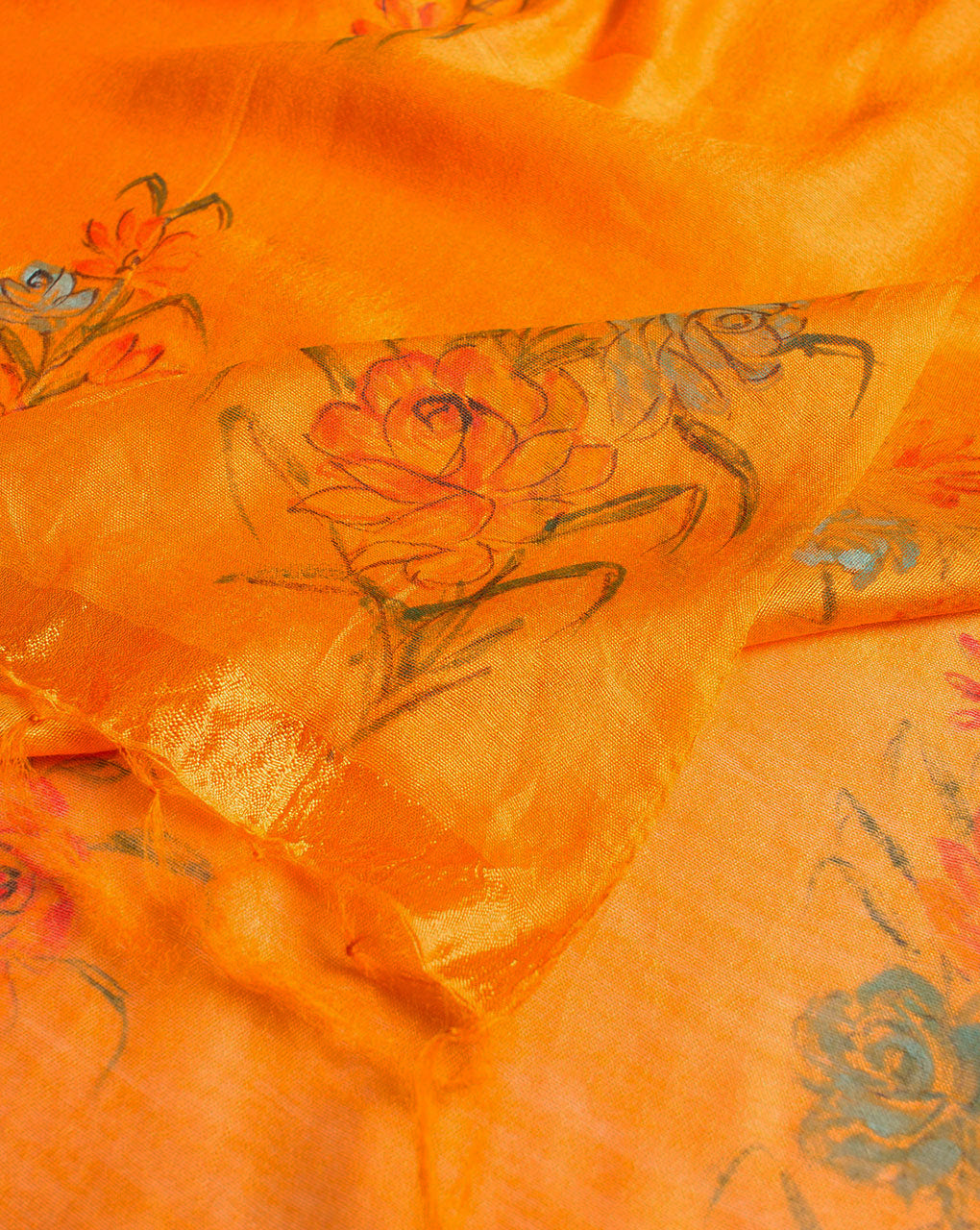 Floral Hand Painted Bhagalpuri Viscose Stole - Fabriclore.com